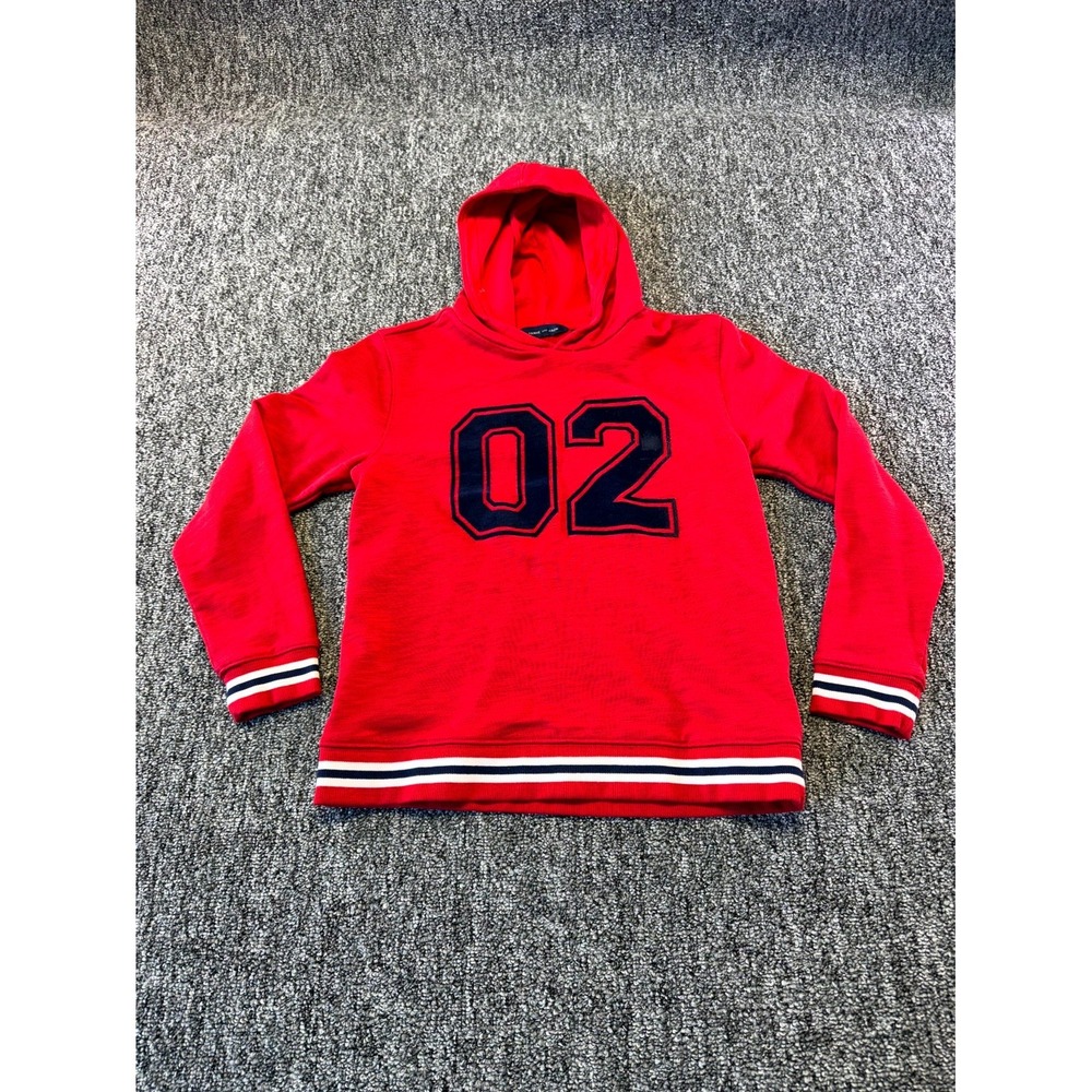 Janie And Jack The Athletic #2 Hoodie Boys 10 Maraschino Red Cotton Fleece Lined